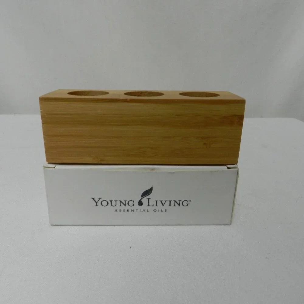 Young Living Bamboo Holder Natural Boost Bar Holds 3 bottles 5 ml in box NIB NEW
